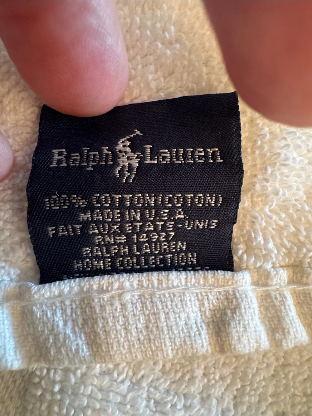 2- Matching Ralph Lauren White and Gold Safari Crest Towel